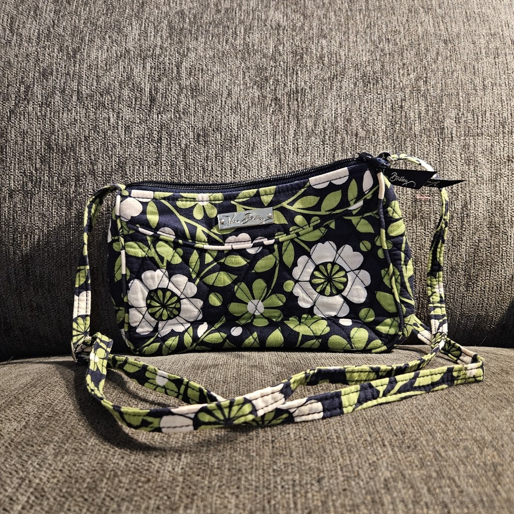 Vera Bradley‎ Crossbody Bag Purse In Lucky You/ Green & White 9×5